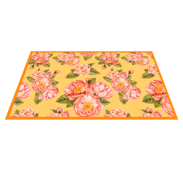 Peony yellow background flower vinyl rug - TenStickers