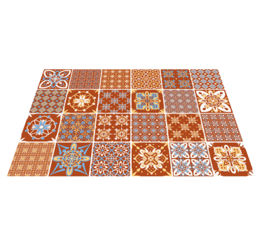 Red floral tile mat - TenStickers