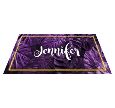 Purple monstera with name bedroom vinyl rug - TenStickers