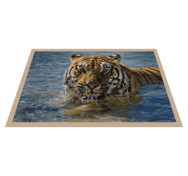 Tiger swimming animal mat - TenStickers