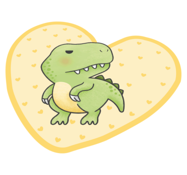 Dinosaur cute t-rex with yellow hearts kids vinyl carpet - TenStickers