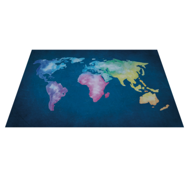Artistic colorful blue background vinyl map rug - TenStickers