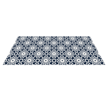 Navy floral design kitchen vinyl rug - TenStickers