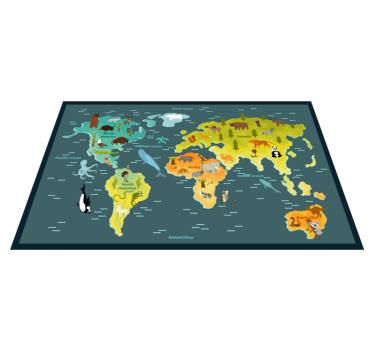 Kids world map with animals kids vinyl carpet - TenStickers
