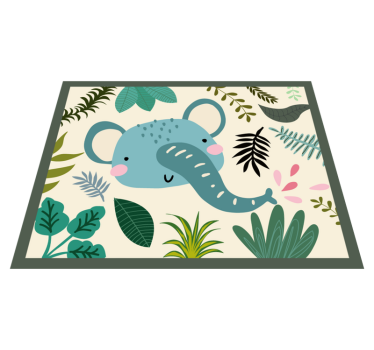 Kids happy elephant and plants kids vinyl carpet - TenStickers