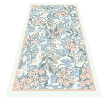 Kitchen white and blue plants nordic style rugs - TenStickers