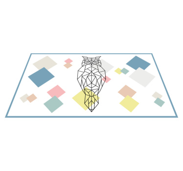 Owl print on geometric shapes  nordic style rug - TenStickers