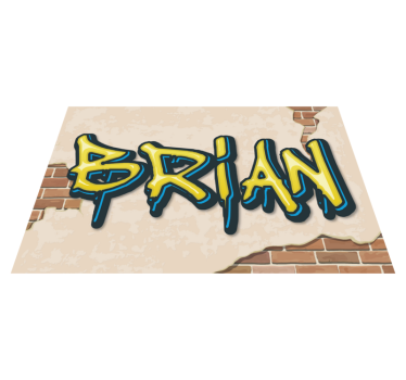Graffity and brick texture personalised vinyl rug - TenStickers