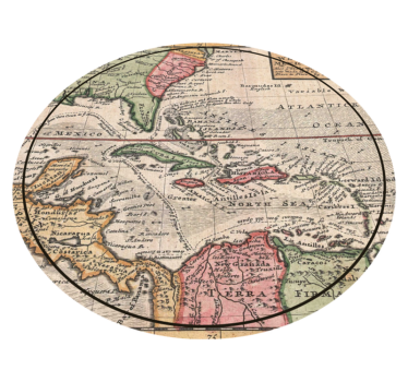 Vintage world map Carribean retro rug - TenStickers