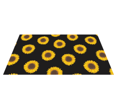 Sun flower black background flower rug - TenStickers