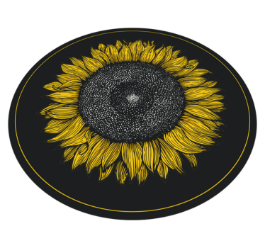 Round sunflower black flower vinyl rug - TenStickers
