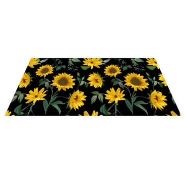 Sunflowers black background flower rug - TenStickers