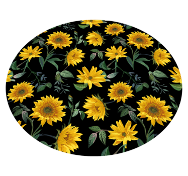 Sunflowers plant black background flower rug - TenStickers