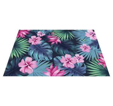 Tropical leaves and flowers nature carpet - TenStickers