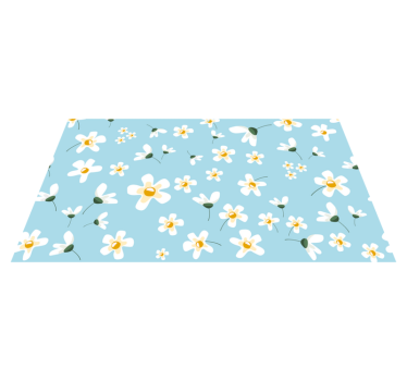 Blue background with daisies flower rug - TenStickers