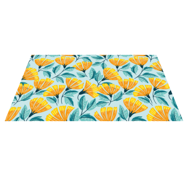 Yellow flower pattern flower rug - TenStickers