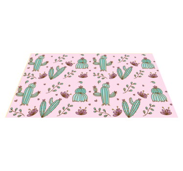 Cactus and flowers pattern flower rug - TenStickers