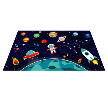 Cartoon half planet with different planets star carpet - TenStickers