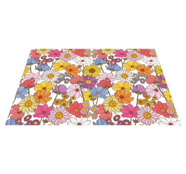 Colored floral pattern flower rug - TenStickers