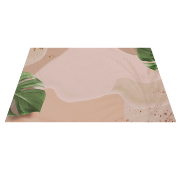 Tropical leaf blush living room vinyl rug - TenStickers