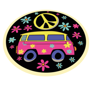 Minibus with peace sign retro rug - TenStickers