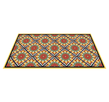Ethnic yellow motive pattern living room carpet - TenStickers