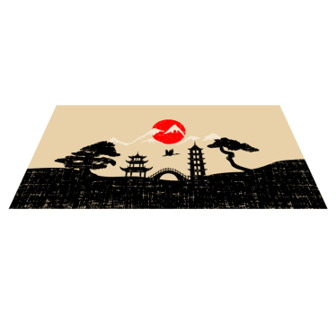 Japanese Garden silhouette contemporary rugs - TenStickers
