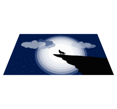 Wolf silhouette moon behind contemporary rugs - TenStickers