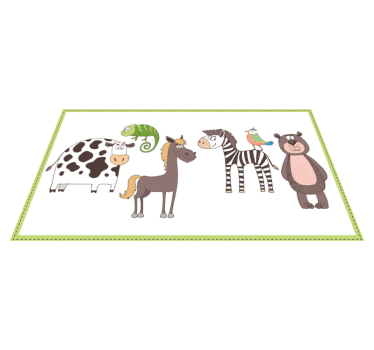Cute animals drawing animal mat - TenStickers