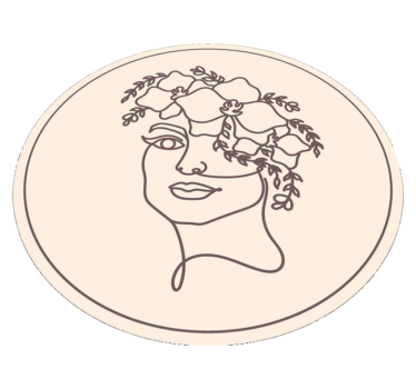 Silhouette minimalist cute woman floral flower rug - TenStickers