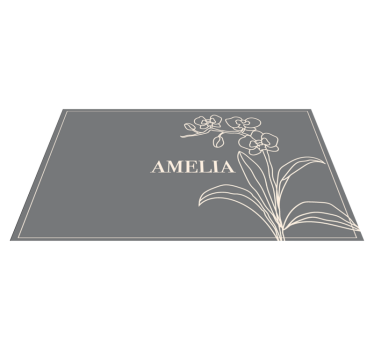 Nice orchid Line art with branch flower rug - TenStickers