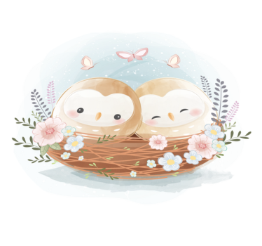 Couple owl nest bedroom vinyl rug - TenStickers
