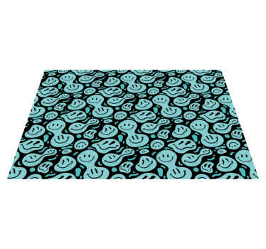 Black and blue distorted smile emoticons circular mat - TenStickers