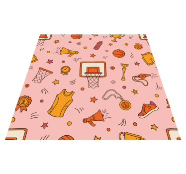 Pink cartoon basketball pattern carpet runners for halls - TenStickers