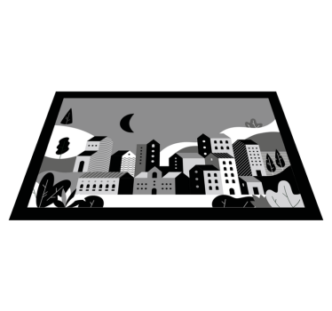 Cityscape Black and White modern vinyl rug - TenStickers
