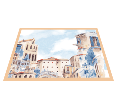 Coastal Cityscape bedroom vinyl rug - TenStickers