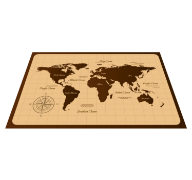 Brown and rustic  vinyl map rug - TenStickers