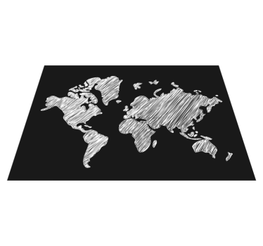 Colourful chalk drawing on a black background vinyl map rug - TenStickers