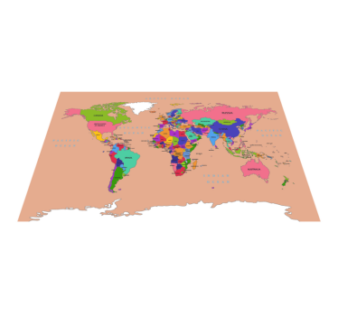 Tan color with colorful continents vinyl map rug - TenStickers