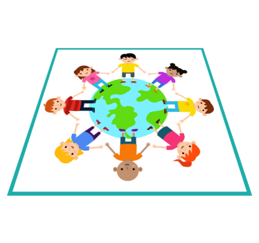 Kids grabbed by the hands vinyl map rug - TenStickers