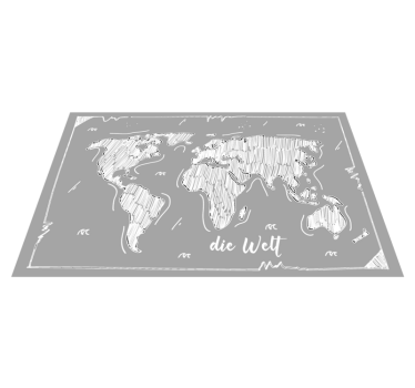 Light gray hand drawn style  vinyl map rug - TenStickers