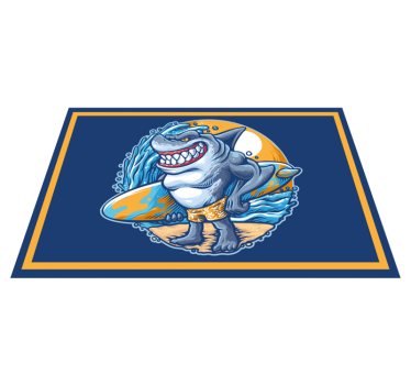 Surfboard shark cartoon  contemporary rugs - TenStickers