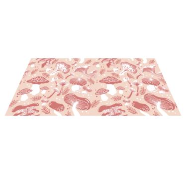 Pink mushroom and leaves pattern flower rug - TenStickers