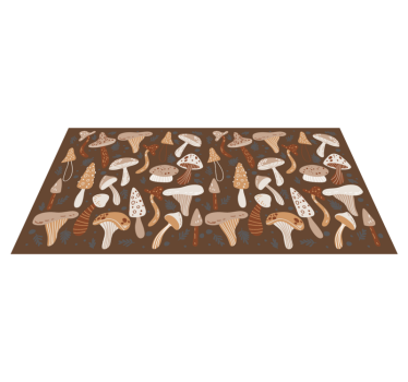 Brown mushroom pattern flower rug - TenStickers