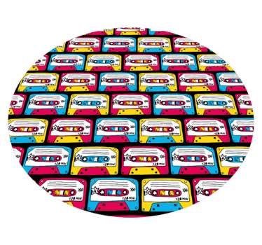 Vintage vinyl rug with vibrant cassette tapes - TenStickers
