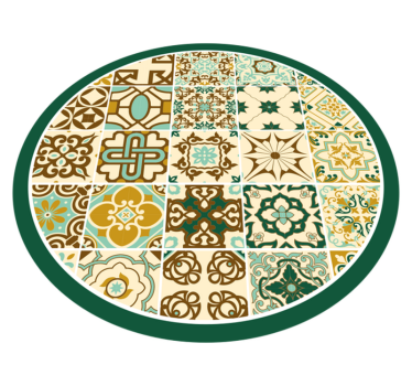 Gold and green spanish tiles pattern bathroom vinyl flooring - TenStickers