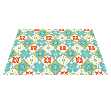 Colorful vintage style tiles pattern bathroom vinyl flooring - TenStickers
