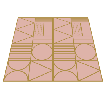 Gold and pink colors block square rug - TenStickers