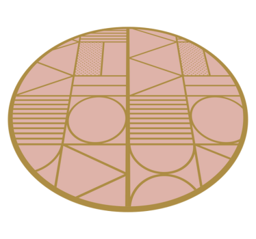 Gold and pink geometric shapes circular mat - TenStickers
