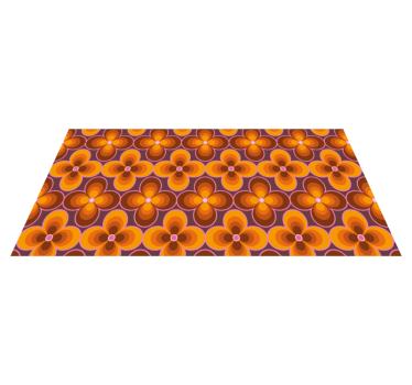 Flower retro groovy pattern rectangular jute rug - TenStickers